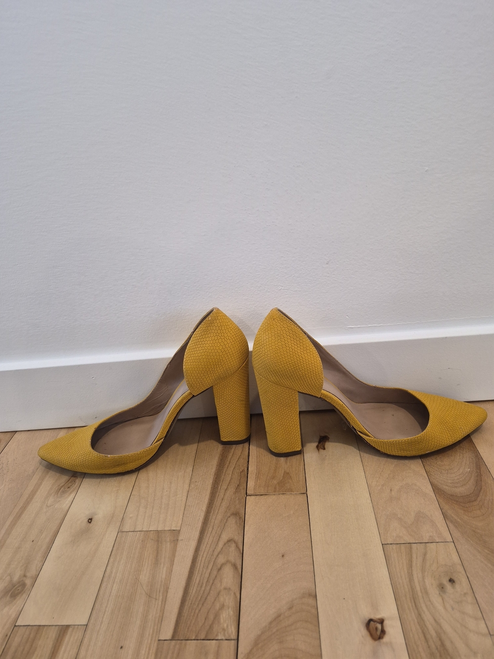 Call It Spring Yellow Pointed-Toe Block Heel Pumps - Picture 6 of 7